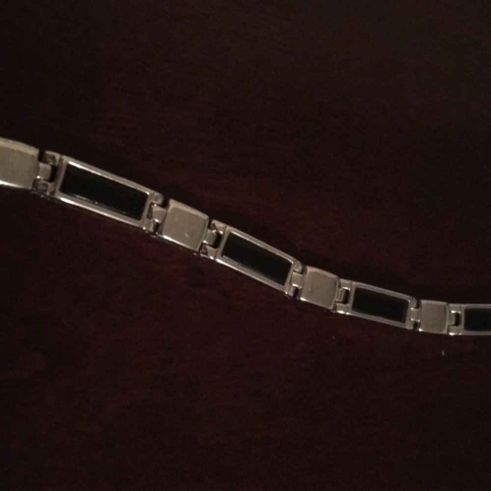 Stainless steel and “onyx” bracelet